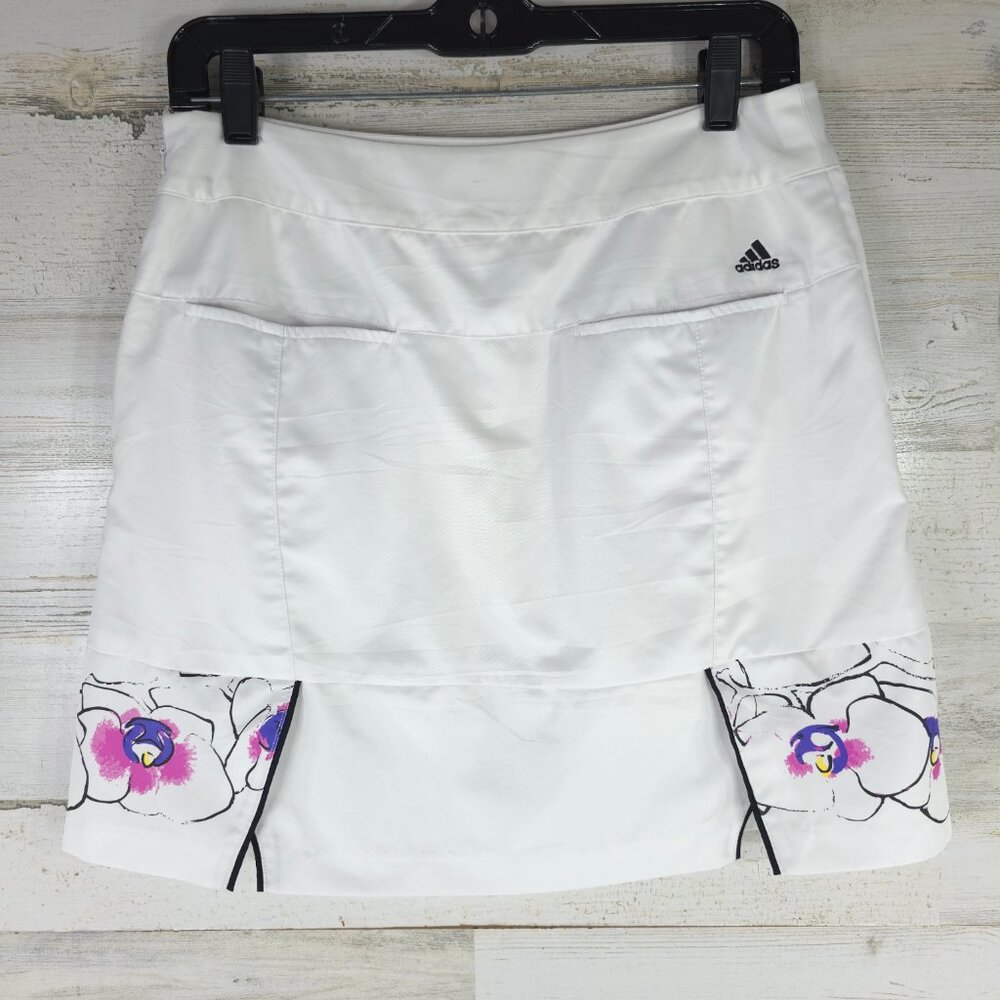 ADIDAS CLIMACOOL WHITE SKORT WOMEN'S SIZE 4 WITH POCKETS ZIPPER *tiny stains*